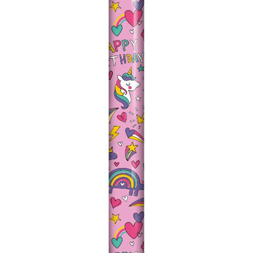 Picture of UNICORN HAPPY BIRTHDAY WRAPPING ROLL 70CM X 2.5M